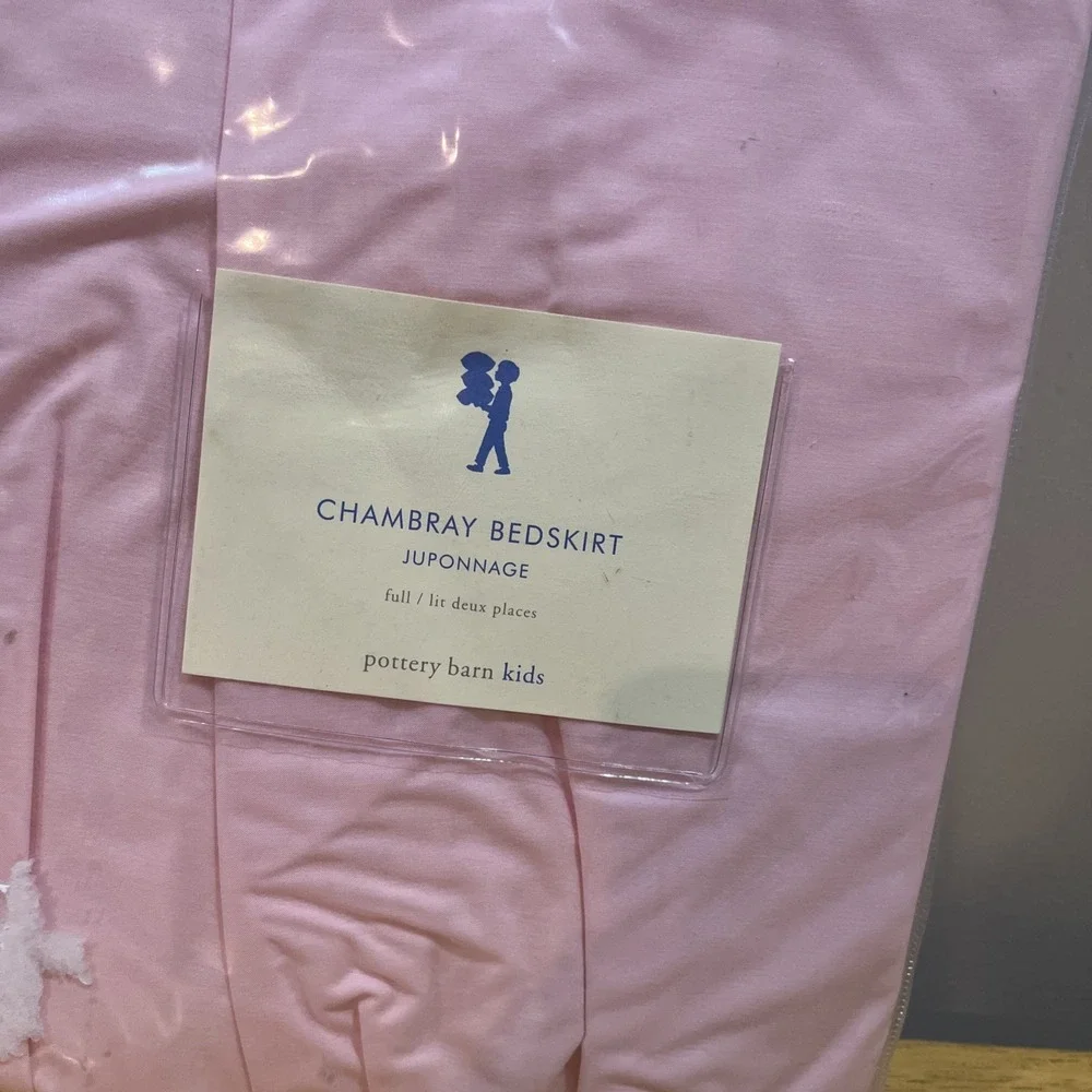 Pottery Barn‎ Kids Pink Chambray Full Bedskirt Gathered 